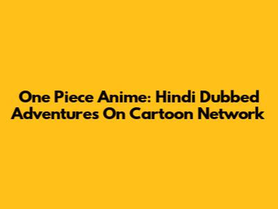One Piece Anime: Hindi Dubbed Adventures On Cartoon Network