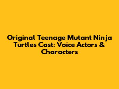 Original Teenage Mutant Ninja Turtles Cast: Voice Actors & Characters