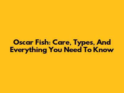 Oscar Fish: Care, Types, And Everything You Need To Know