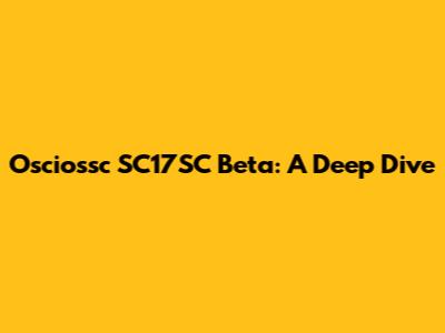 Osciossc SC17SC Beta: A Deep Dive