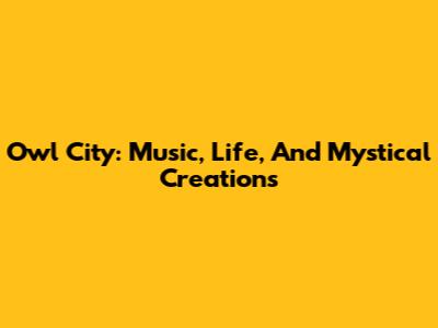 Owl City: Music, Life, And Mystical Creations