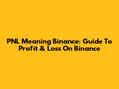 PNL Meaning Binance: Guide To Profit & Loss On Binance