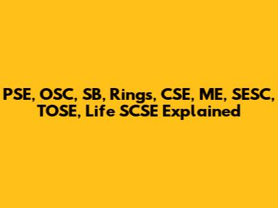 PSE, OSC, SB, Rings, CSE, ME, SESC, TOSE, Life SCSE Explained
