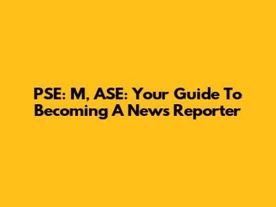 PSE: M, ASE: Your Guide To Becoming A News Reporter