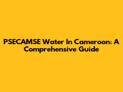 PSECAMSE Water In Cameroon: A Comprehensive Guide