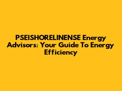 PSEISHORELINENSE Energy Advisors: Your Guide To Energy Efficiency