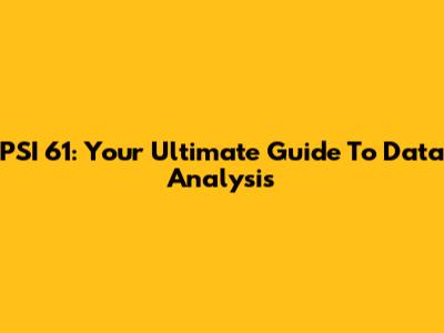 PSI 61: Your Ultimate Guide To Data Analysis