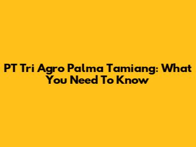 PT Tri Agro Palma Tamiang: What You Need To Know