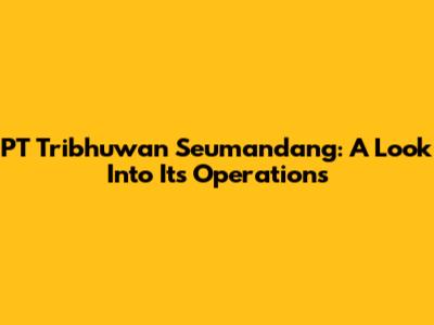 PT Tribhuwan Seumandang: A Look Into Its Operations