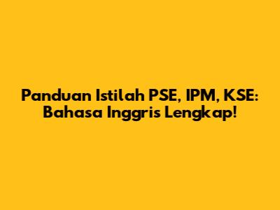 Panduan Istilah PSE, IPM, KSE: Bahasa Inggris Lengkap!