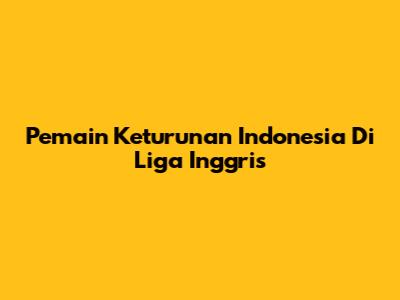 Pemain Keturunan Indonesia Di Liga Inggris