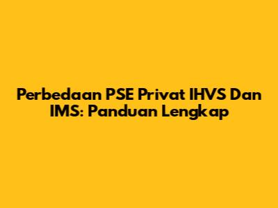 Perbedaan PSE Privat IHVS Dan IMS: Panduan Lengkap