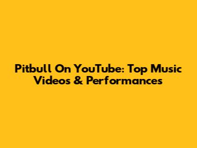 Pitbull On YouTube: Top Music Videos & Performances