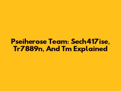 Pseiherose Team: Sech417ise, Tr7889n, And Tm Explained
