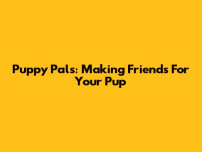 Puppy Pals: Making Friends For Your Pup