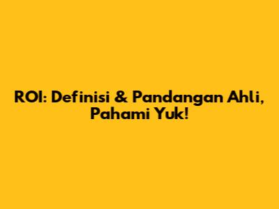 ROI: Definisi & Pandangan Ahli, Pahami Yuk!