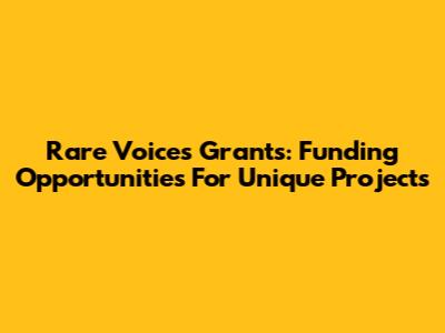 Rare Voices Grants: Funding Opportunities For Unique Projects
