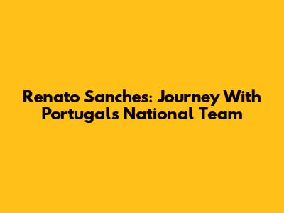 Renato Sanches: Journey With Portugal's National Team