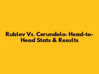 Rublev Vs. Cerundolo: Head-to-Head Stats & Results