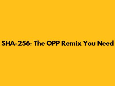 SHA-256: The OPP Remix You Need