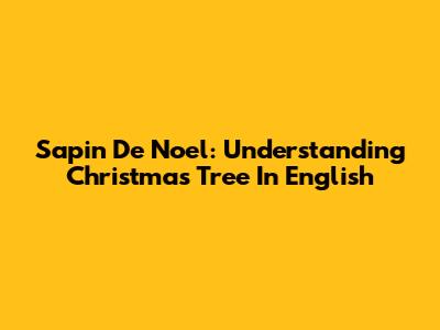 Sapin De Noel: Understanding Christmas Tree In English