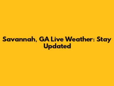 Savannah, GA Live Weather: Stay Updated