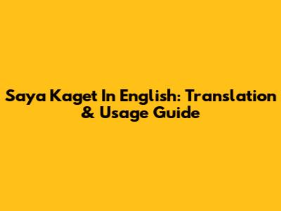 Saya Kaget In English: Translation & Usage Guide