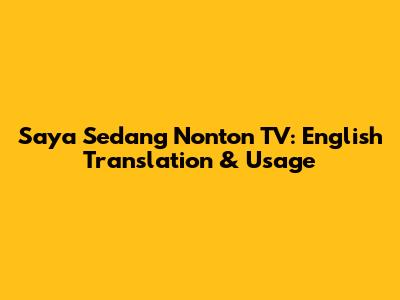 Saya Sedang Nonton TV: English Translation & Usage