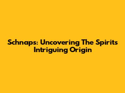 Schnaps: Uncovering The Spirit's Intriguing Origin