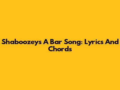 Shaboozey's "A Bar Song": Lyrics And Chords