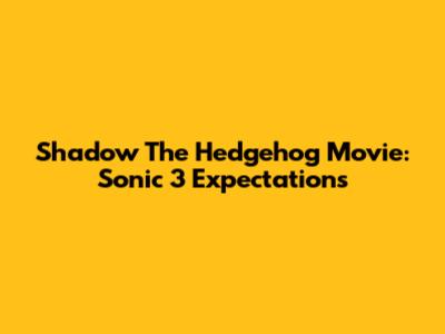 Shadow The Hedgehog Movie: Sonic 3 Expectations