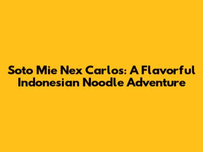 Soto Mie Nex Carlos: A Flavorful Indonesian Noodle Adventure