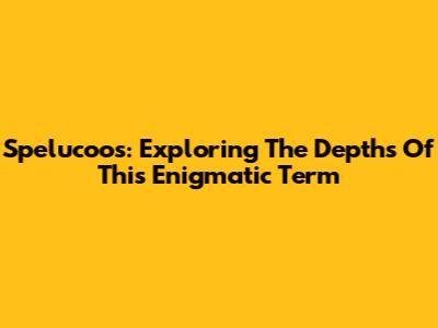 Spelucoos: Exploring The Depths Of This Enigmatic Term