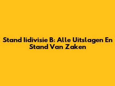 Stand Iidivisie B: Alle Uitslagen En Stand Van Zaken