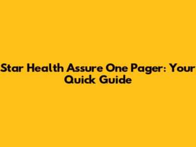Star Health Assure One Pager: Your Quick Guide