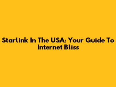 Starlink In The USA: Your Guide To Internet Bliss