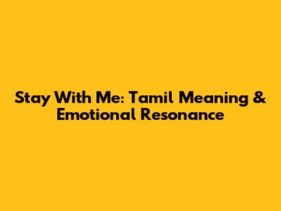 Stay With Me: Tamil Meaning & Emotional Resonance