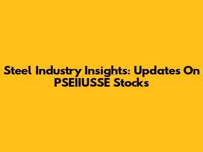 Steel Industry Insights: Updates On PSEIIUSSE Stocks