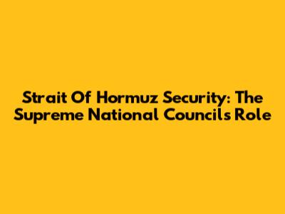 Strait Of Hormuz Security: The Supreme National Council's Role