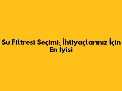 Su Filtresi Seçimi: İhtiyaçlarınız İçin En İyisi
