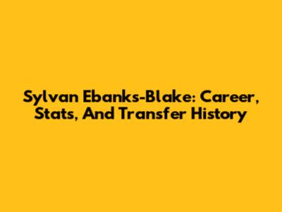 Sylvan Ebanks-Blake: Career, Stats, And Transfer History