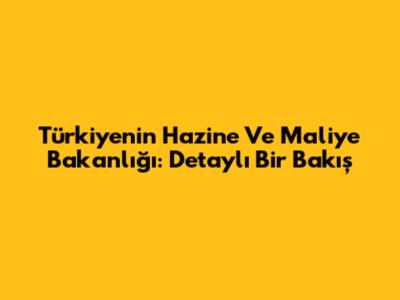 Türkiye'nin Hazine Ve Maliye Bakanlığı: Detaylı Bir Bakış