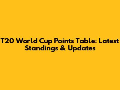 T20 World Cup Points Table: Latest Standings & Updates