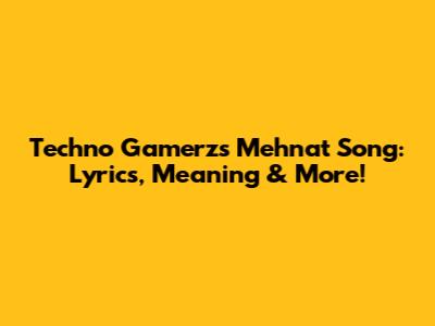 Techno Gamerz's 'Mehnat' Song: Lyrics, Meaning & More!