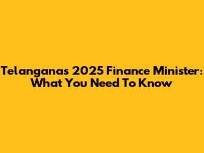 Telangana's 2025 Finance Minister: What You Need To Know