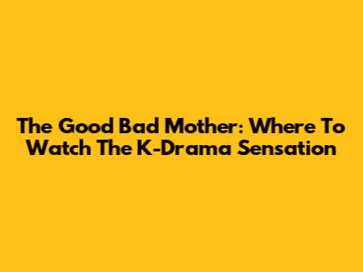 The Good Bad Mother: Where To Watch The K-Drama Sensation