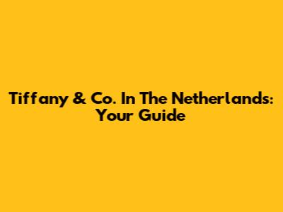 Tiffany & Co. In The Netherlands: Your Guide