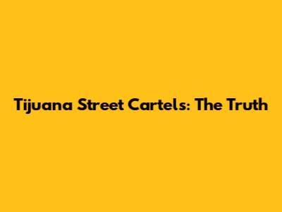 Tijuana Street Cartels: The Truth