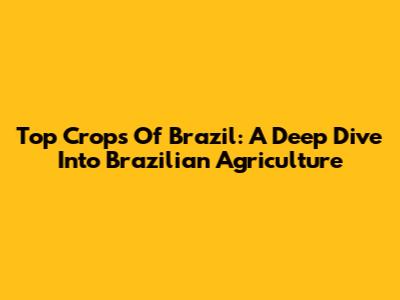 Top Crops Of Brazil: A Deep Dive Into Brazilian Agriculture