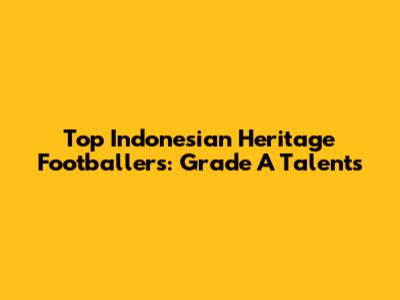 Top Indonesian Heritage Footballers: Grade A Talents